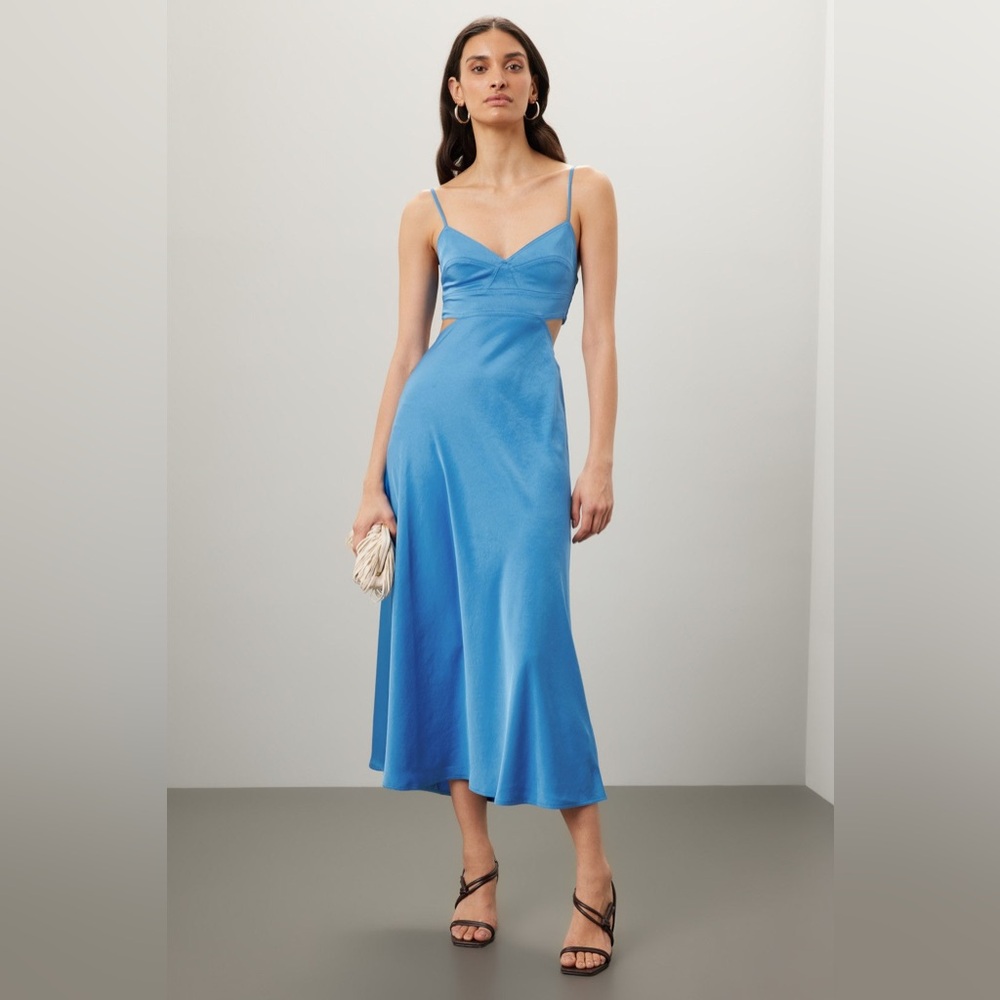 A.L.C. cinderella blue Blakely cutout open back a line midi gown dress size 4 - Picture 1 of 6